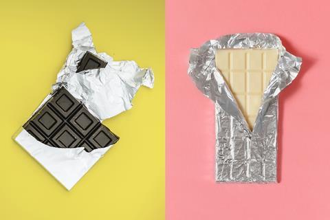 Dark chocolate and white chocolate