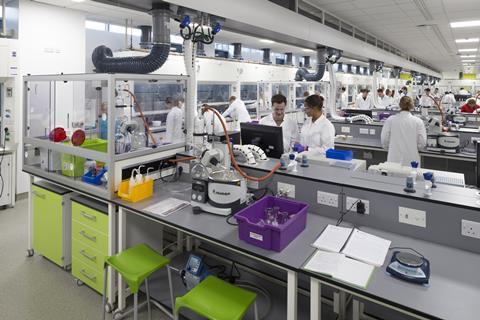 Students in a chemistry lab