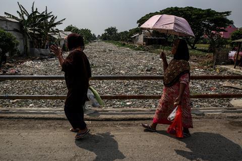 An image showing plastic pollution in Indonesia