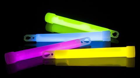 Multi-coloured glow sticks