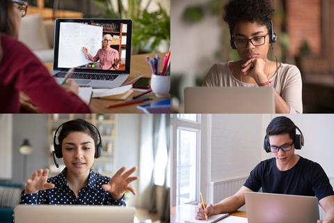 An image showing students engaged in an online class