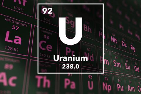 Periodic table of the elements – 92 – Uranium