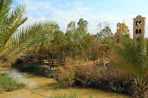 The Jordan River border between Israel and Jordan