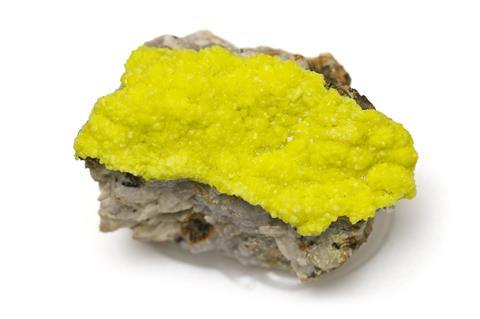 Uranium ore (meta-autunite) from miniera Assuncao, Fereira de Aves, Portugal