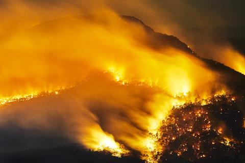 Bushfire at night