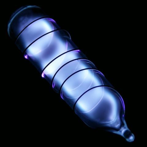 Vial of glowing ultrapure xenon