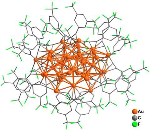 The total structure of [Au40(ArC≡C)22]2- anion in Au40.