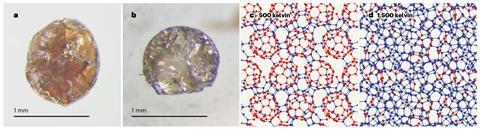An image showing atomically disordered diamond forms from buckyballs