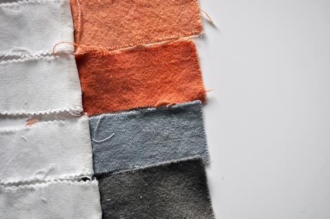 Sample of wool fabric both dyed and plain