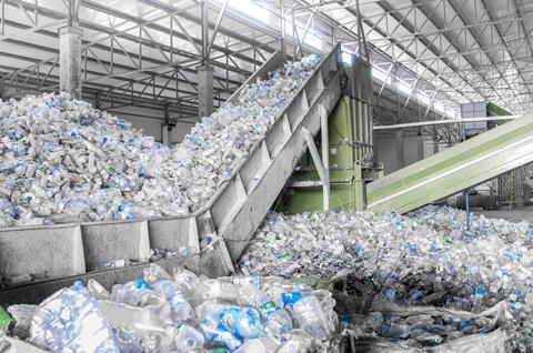A photo inside a plastic recycling plant