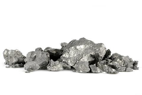 A sample of holmium isolated on a white background