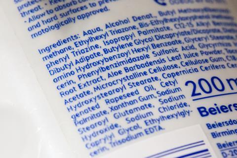 Sunscreen ingredients list