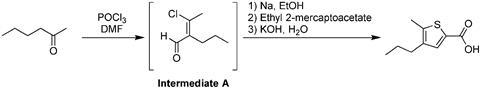 5-methyl-4-propylthiophene-2-carboxylic acid from 2-hexanone