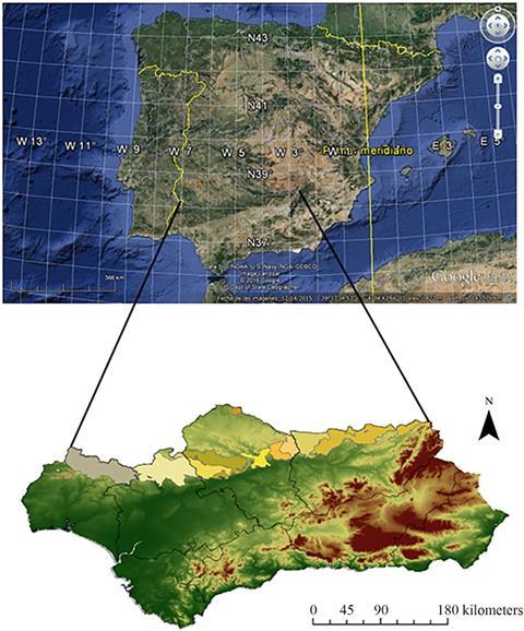 A map showing the study area: Sierra Morena - Spain