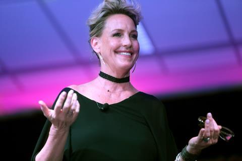 Erin Brockovich speaking at the 2016 Arizona Ultimate Women's Expo at the Phoenix Convention Center in Phoenix, Arizona.