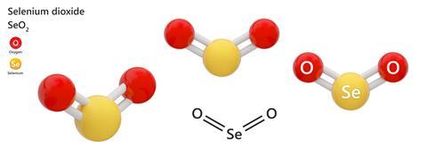 Selenium dioxide 3D illustration 
