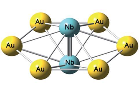 Niobium-gold compound showing the niobium triple bond