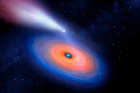 An image showing debris ring around a white dwarf star