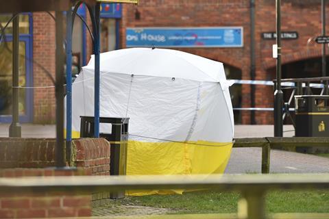 Image depicting the tent which Police put up in Salisbury upon discovery of the Skripals who had been poisioned