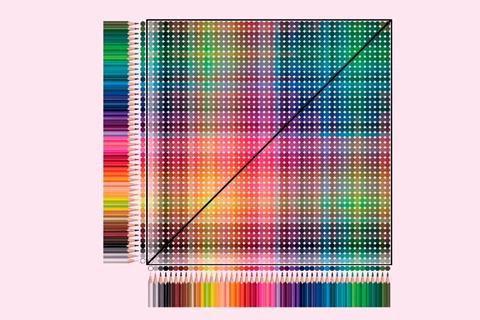 An image showing a colored pencil diagram demonstrating the idea of chemical space