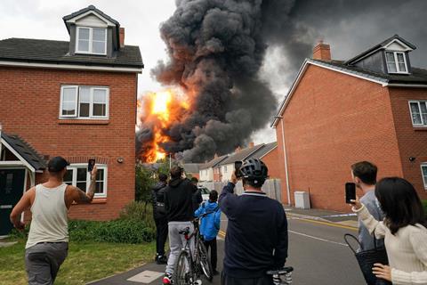 People taking photos of a fire