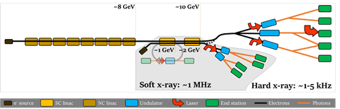 An image showing one of the leading candidates for the layout of the UK XFEL