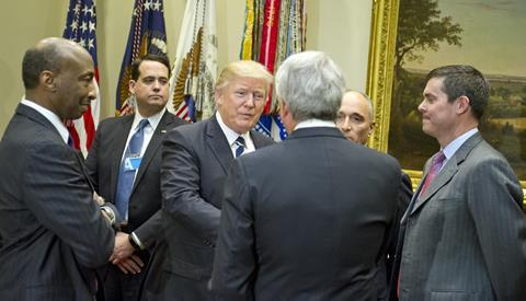 President Donald Trump meets with representatives of PhRMA