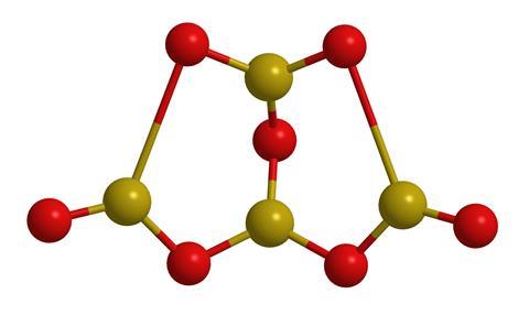 Molecular structure of borax (sodium borate) 
