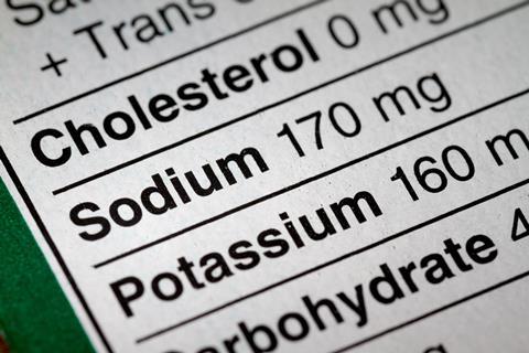 Nutrition information, focusing on sodium