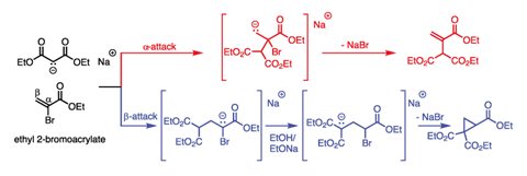 Michael's proposed mechanisms for formation of the two potential products