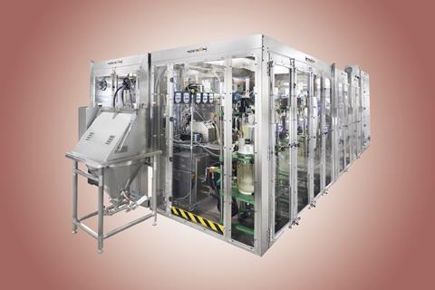 An image showing an automated modular assembly line for drugs in a miniaturized box