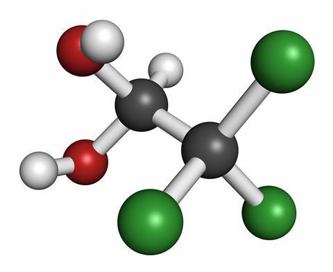 Chloral hydrate sedative and hypnotic drug molecule