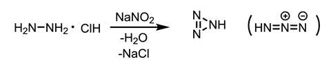 Scheme showing the synthesis of hydrazoic acid from hydrazine