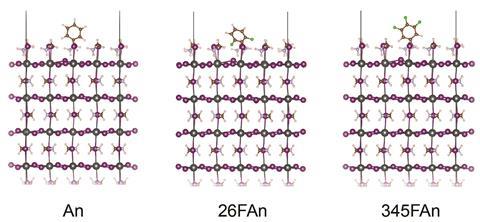 Complex chemical structures of crystals with an aromatic ring interacting with the surface