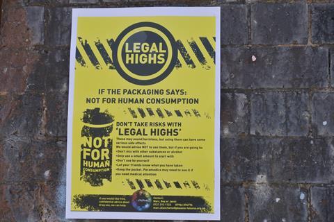 An image showing a legal highs warning signs