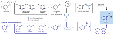 Scheme showings routes to synthesize anilines