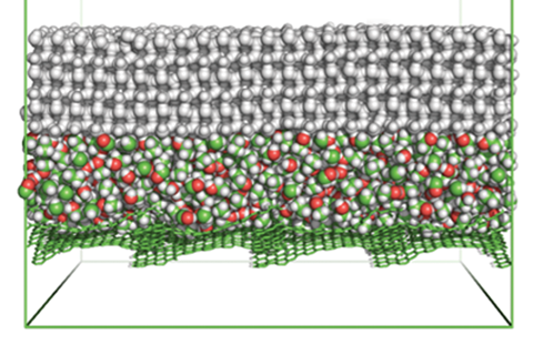 An image showing a thin lubricating ethanol layer for reducing ice adhesion strength