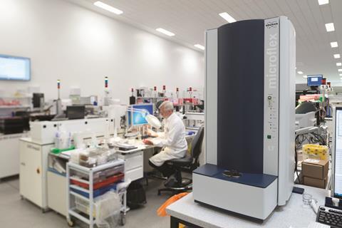 MALDI-Biotyper machine (right) in the pathology lab of a hospital