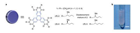 A scheme showing the molecular and assembly structures of triphenylene hexacarboxylic esters