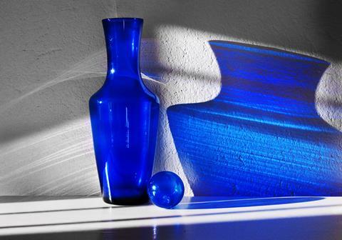 Blue glass vase