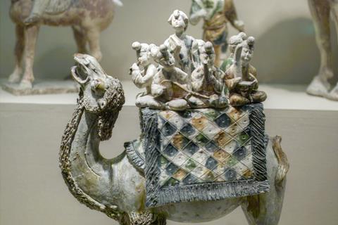 A band of musicians mounted on a camel, Shaanxi History Museum, Xi'an