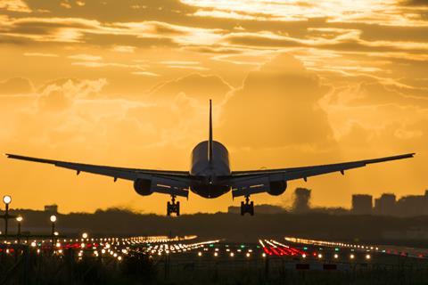 Aeroplane coming in to land on a runway