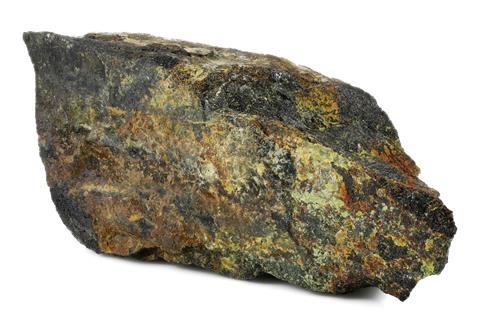 A sample of pitchblende isolated on a white background