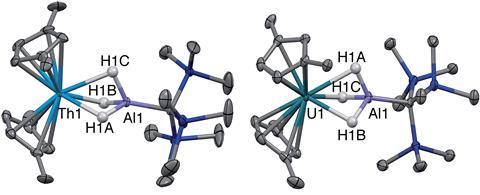 Th(III)–Al complex (left) and the uranium analogue (right)