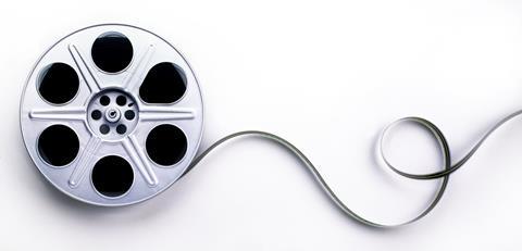 Film reel on a white background