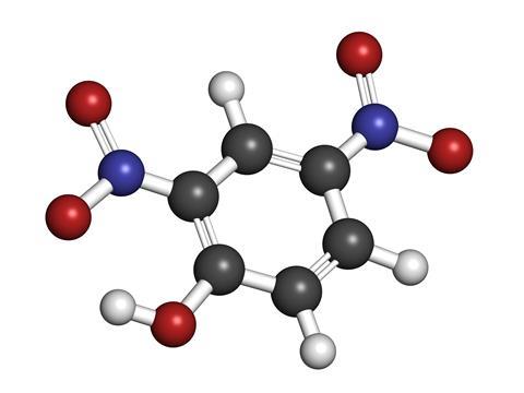 2,4-dinitrophenol, DNP 3D molecule 