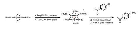 Scheme showing synthesis of the catalyst and its reactivity