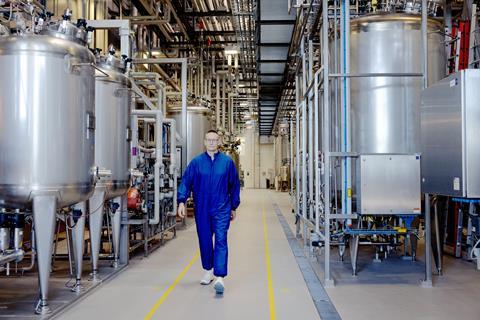 Inside the purification plant at the Novo Nordisk factory complex in Kalundborg, Denmark