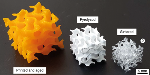 An image showing boro-phospho-silicate (BPS) glasses obtained by 3D printing of phase-separating resins
