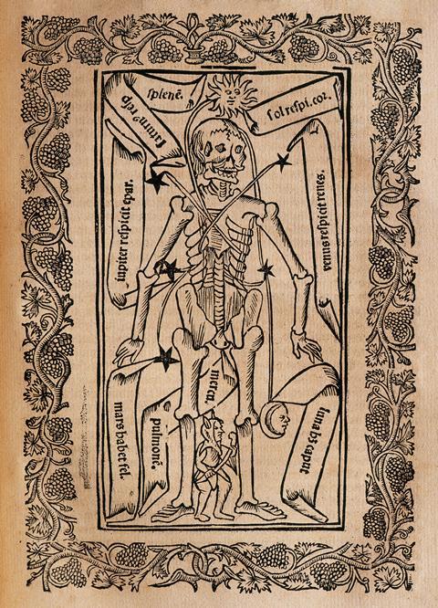 Medieval depiction of a human skeleton